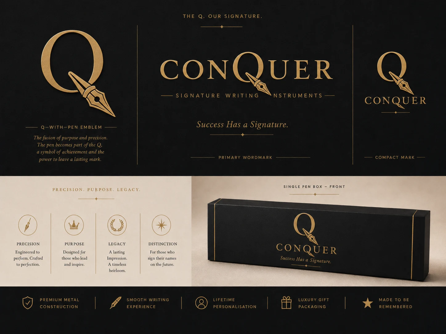 CONQUER identity and packaging
